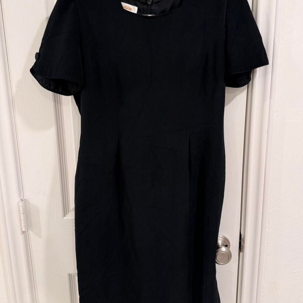 Vintage Silk Women's Knee-Length Black Work Wear Cocktail Dress